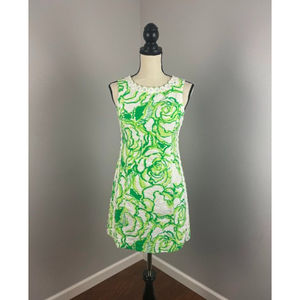 Lilly Pulitzer Mila Shift Dress Resort White Green Heart Breakers Print Sz 4